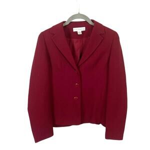 Blazer Librarian Chic Retro Vintage Petite Sophisticate Women's Maroon Size 0